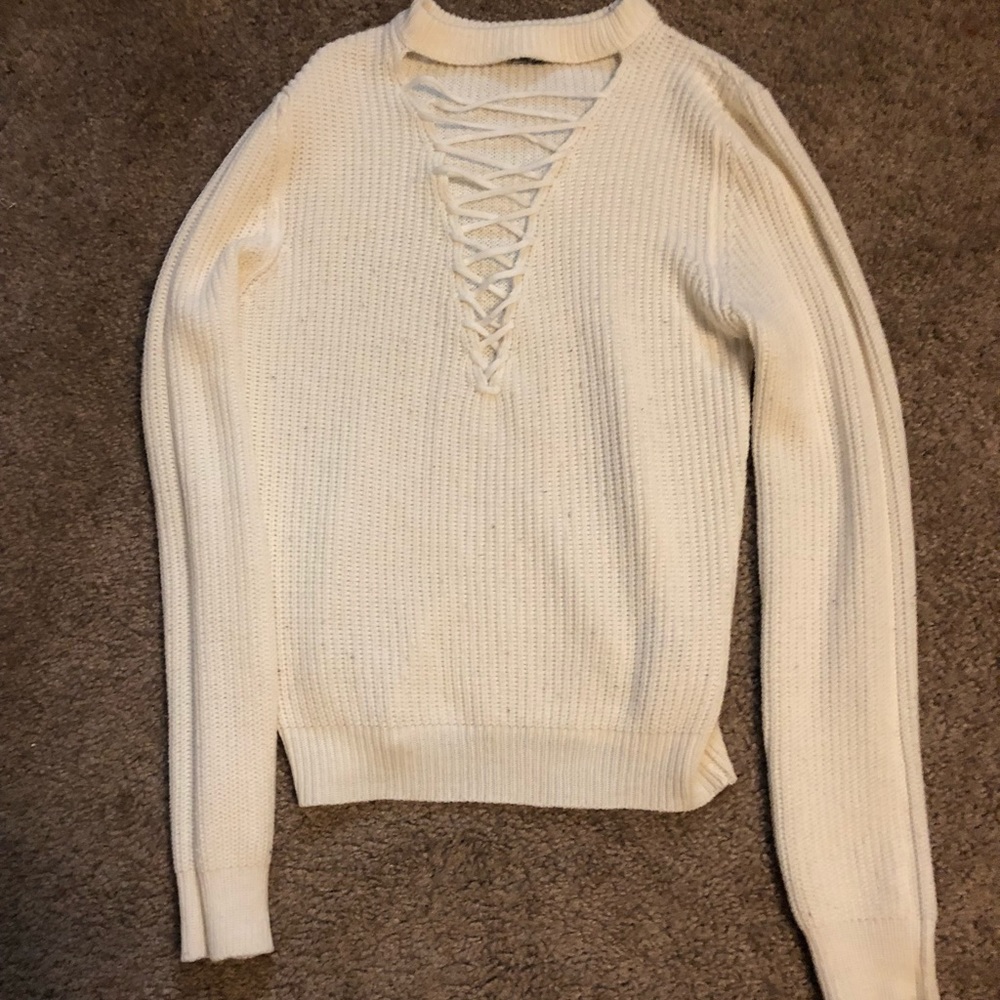 Lace up sweater
